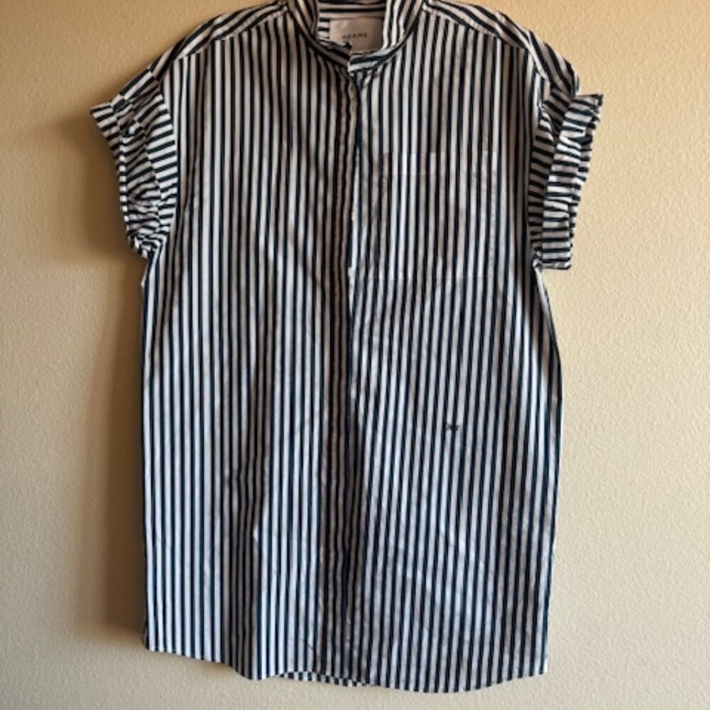Frame Sheila Striped Shirt Dress Navy & White